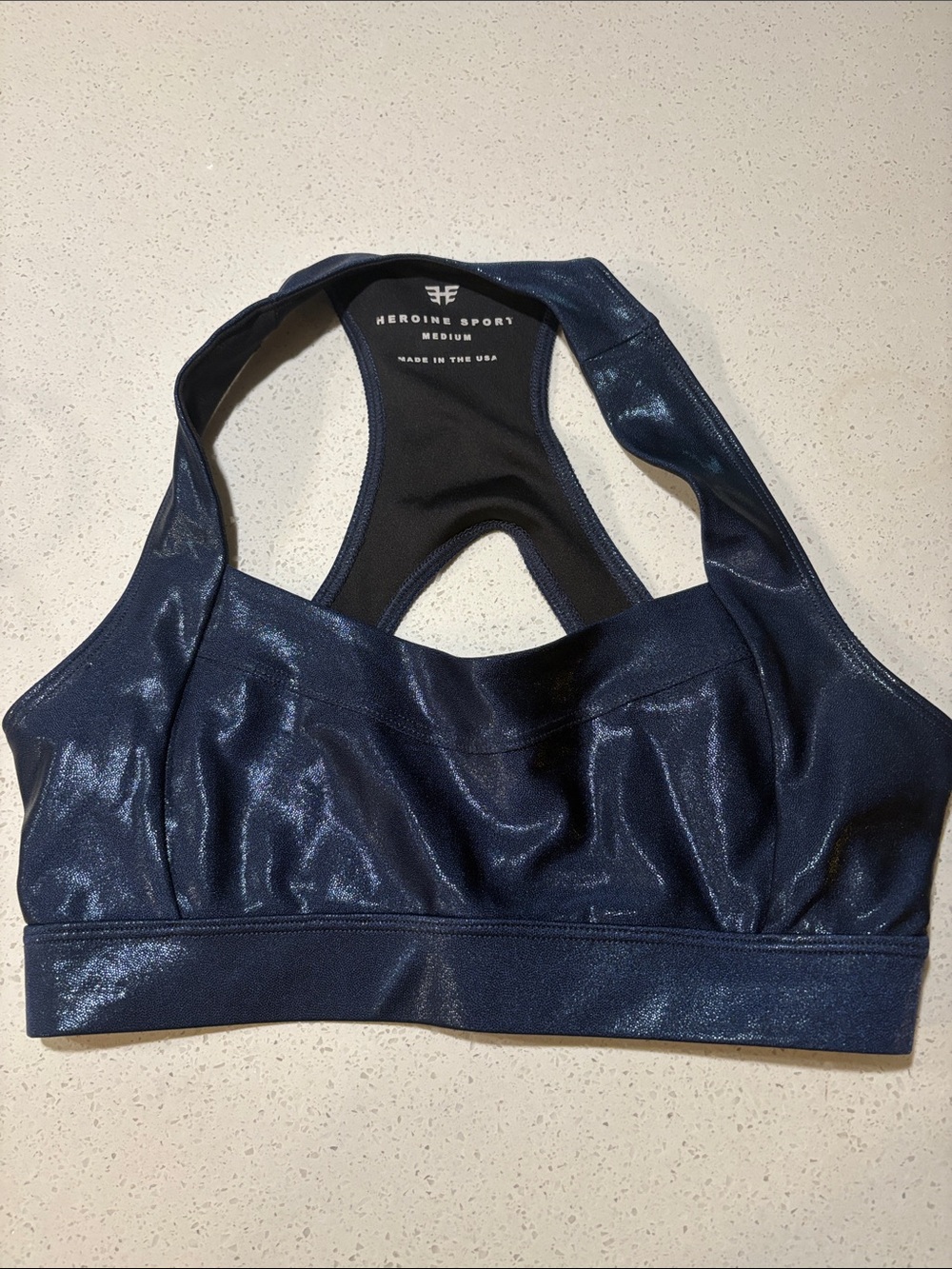 Heroine Sport Shimmery Dark Navy Racerback Bra